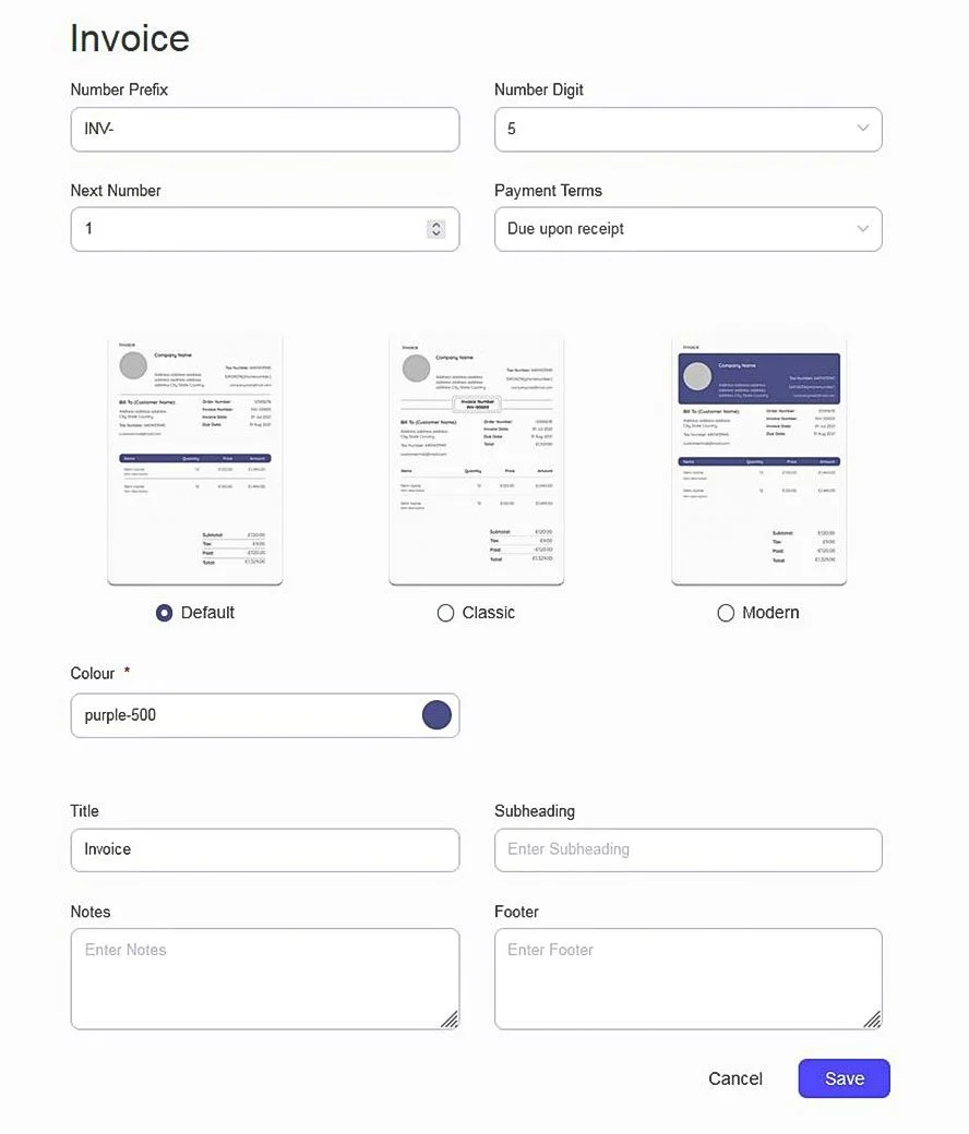 Balnzed-setting-invoice